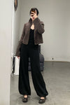 SWAYING/KNIT velvet small lapel jacket SW23AW1T72 coffee